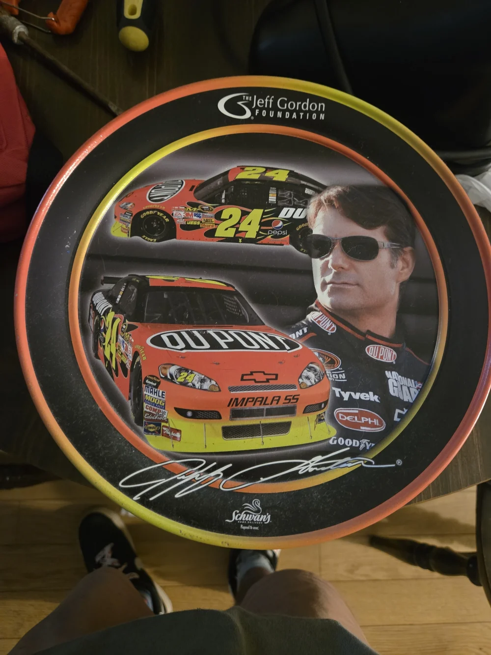 Nascar Yellow and Red Racing Graphics Storage Tin